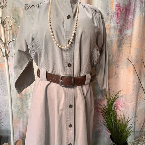 VTG 📌80s Button Down Dress with 3/4 Sleeves and Pockets - Picture 4 of 16